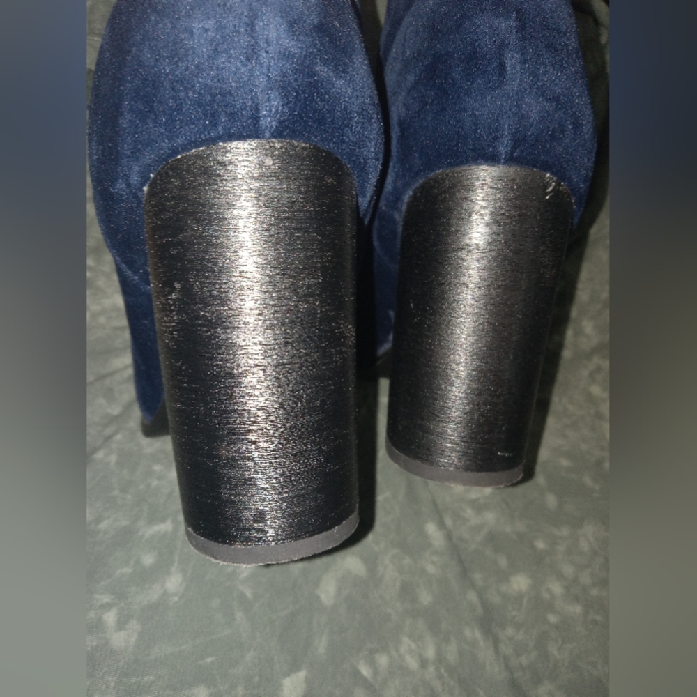 New Call It Spring Dark Blue Velvet Lace Up Booties Womens Size 11 - Picture 5 of 7